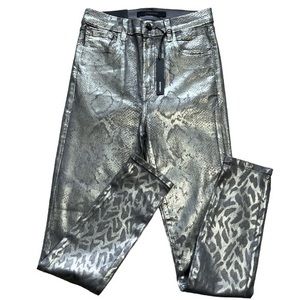 J Brand Women's Leenah‎ Silver Python High Rise Ankle Skinny Pants Sz. 25 NWT